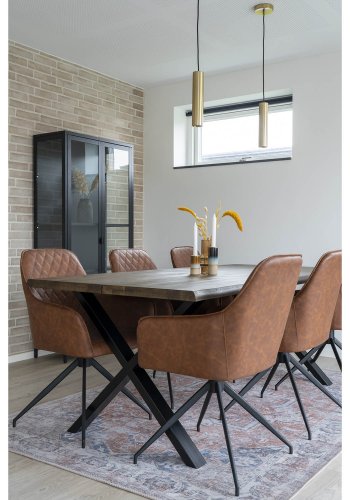 HOUSE NORDIC Harbo spisebordstol, med armlener og svingfunksjon - brun PU og metall