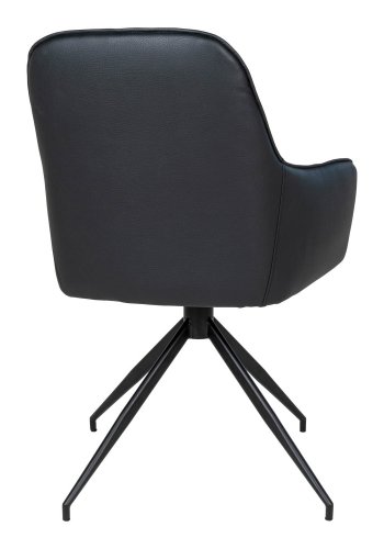 HOUSE NORDIC Harbo spisebordsstol, med armlener og svingfunksjon - sort PU og metall