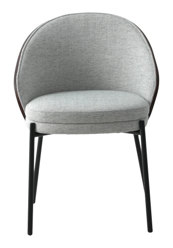 HOUSE NORDIC Canelas spisebordstol - lysegrt stoff, mrkebrun MDF og sort stl