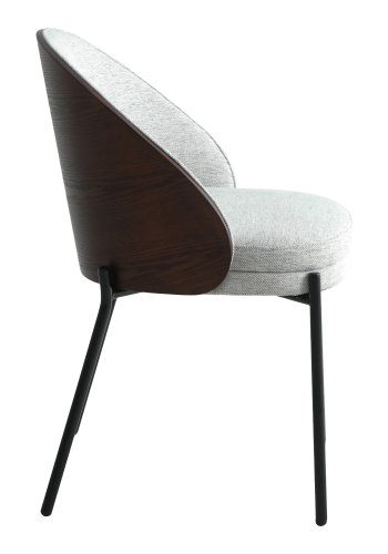 HOUSE NORDIC Canelas spisebordstol - lysegrt stoff, mrkebrun MDF og sort stl