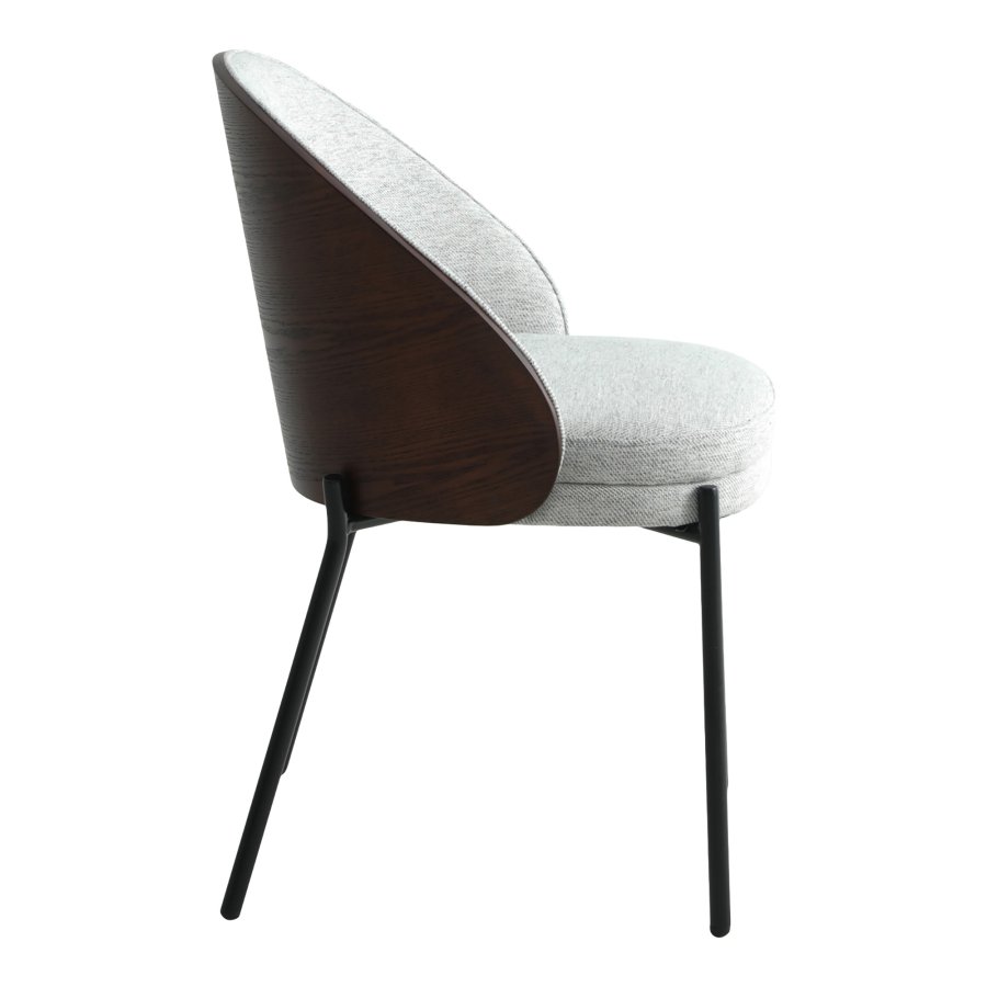 HOUSE NORDIC Canelas spisebordstol - lysegrt stoff, mrkebrun MDF og sort stl