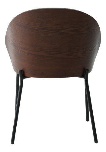 HOUSE NORDIC Canelas spisebordstol - lysegrt stoff, mrkebrun MDF og sort stl