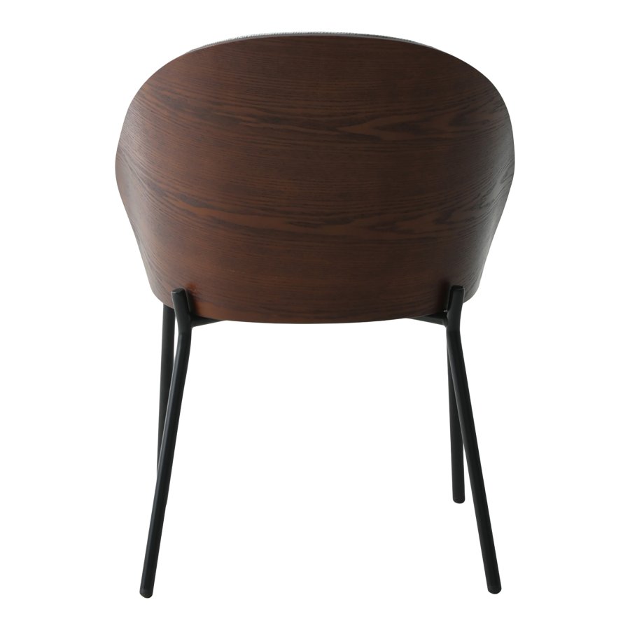 HOUSE NORDIC Canelas spisebordstol - lysegrt stoff, mrkebrun MDF og sort stl