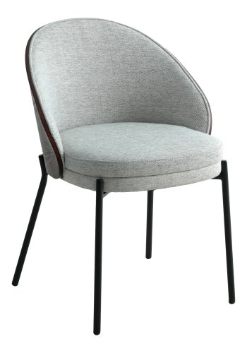 HOUSE NORDIC Canelas spisebordstol - lysegrt stoff, mrkebrun MDF og sort stl