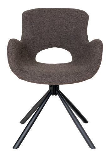 HOUSE NORDIC Amorim spisebordstol, med armlener og dreibar sokkel - soppbouclstoff og svart metall