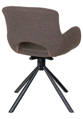 HOUSE NORDIC Amorim spisebordstol, med armlener og dreibar sokkel - soppbouclstoff og svart metall