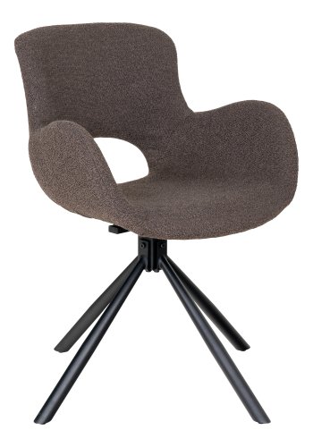 HOUSE NORDIC Amorim spisebordstol, med armlener og dreibar sokkel - soppbouclstoff og svart metall