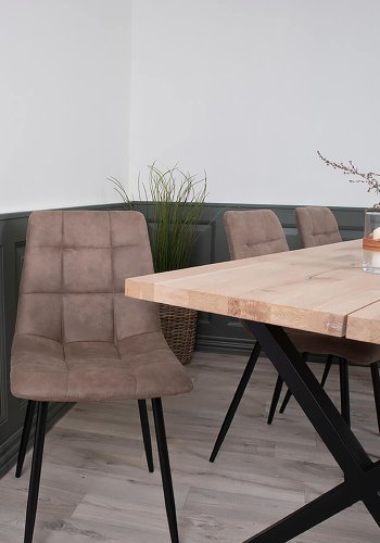 HOUSE NORDIC Middelfart spisestol - lysebrunt mikrofiberstoff