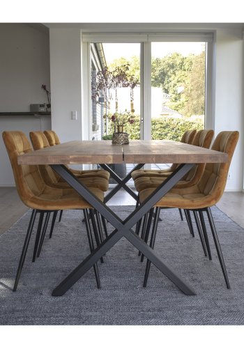 HOUSE NORDIC Middelfart spisestol - gul polyester og stl