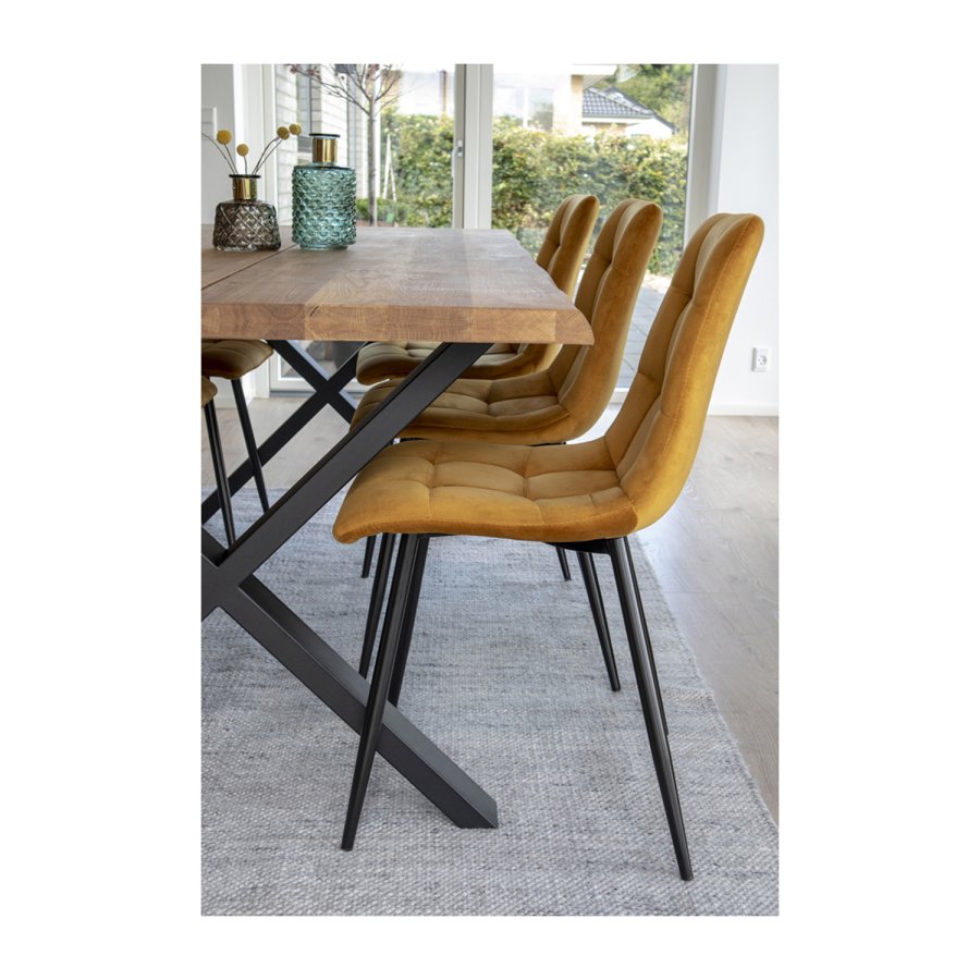 HOUSE NORDIC Middelfart spisestol - gul polyester og stl