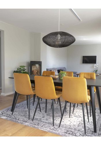 HOUSE NORDIC Middelfart spisestol - gul polyester og stl