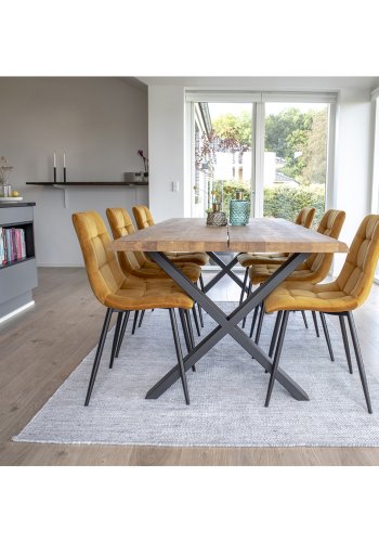 HOUSE NORDIC Middelfart spisestol - gul polyester og stl