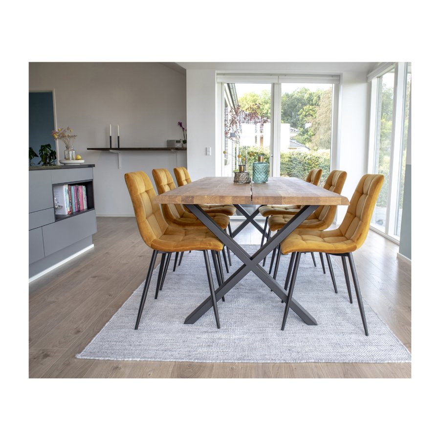 HOUSE NORDIC Middelfart spisestol - gul polyester og stl