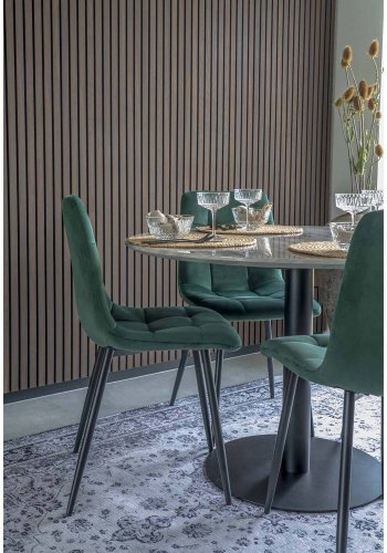 HOUSE NORDIC Middelfart spisestol - mrkegrnn velur og sort stl