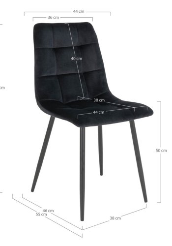 HOUSE NORDIC Middelfart spisestuestol - svart polyester velour og svart stl