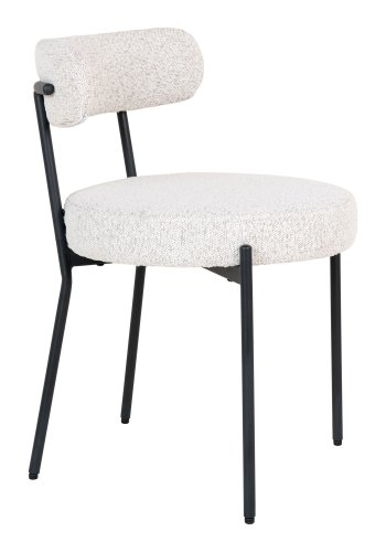 HOUSE NORDIC Spisestuestol, hvit bouclé med sorte ben, HN1270
