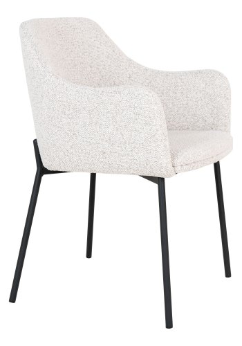 HOUSE NORDIC Spisestuestol, hvit bouclé med sorte ben, HN1270