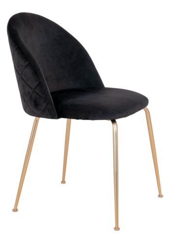 HOUSE NORDIC Geneva spisebordstol - svart velour og messingstl
