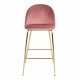 HOUSE NORDIC Lausanne barstol, med ryggsttte og fotsttte - rosa velour og messingstl