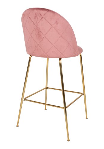 HOUSE NORDIC Lausanne barstol, med ryggsttte og fotsttte - rosa velour og messingstl