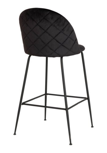 HOUSE NORDIC Lausanne barstol, med ryggst�d och fotst�d - svart velour och svart st�l