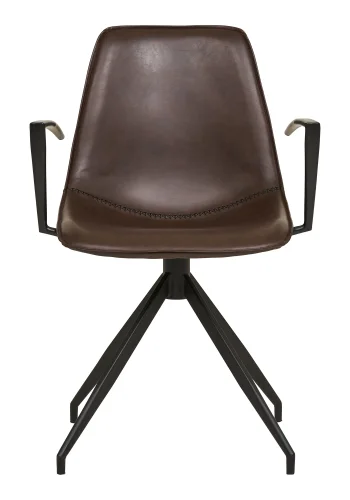 HOUSE NORDIC Monaco spisestuestol, svingbar base, armlener, PU, mrkebrun med svarte ben