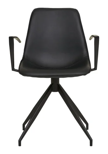 HOUSE NORDIC Monaco spisestol - Spisestol, svingbar base, armlener, PU, svart med svarte ben, HN1228