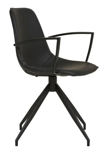 HOUSE NORDIC Monaco spisestol - Spisestol, svingbar base, armlener, PU, svart med svarte ben, HN1228
