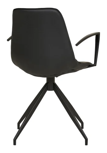 HOUSE NORDIC Monaco spisestol - Spisestol, svingbar base, armlener, PU, svart med svarte ben, HN1228