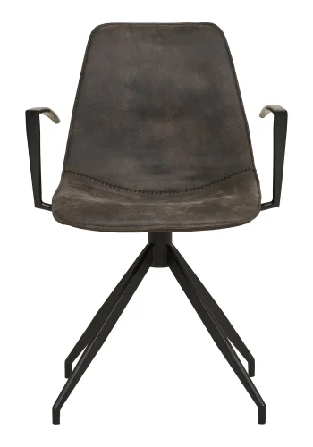 HOUSE NORDIC Monaco spisestol - Spisestol, svingbar base, armlener, mikrofiber, gr med svarte ben, HN1229