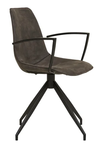 HOUSE NORDIC Monaco spisestol - Spisestol, svingbar base, armlener, mikrofiber, gr med svarte ben, HN1229