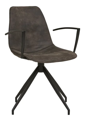 HOUSE NORDIC Monaco spisestol - Spisestol, svingbar base, armlener, mikrofiber, gr med svarte ben, HN1229