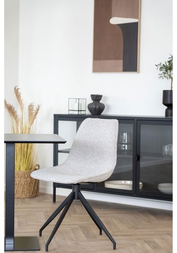 HOUSE NORDIC Monaco spisestuestol, med svingbar base - sand boucl-stoff og svart stl