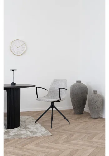 HOUSE NORDIC Monaco spisestol - Spisestol, svingbar base, armlener, boucl, sand med svarte ben, HN1267