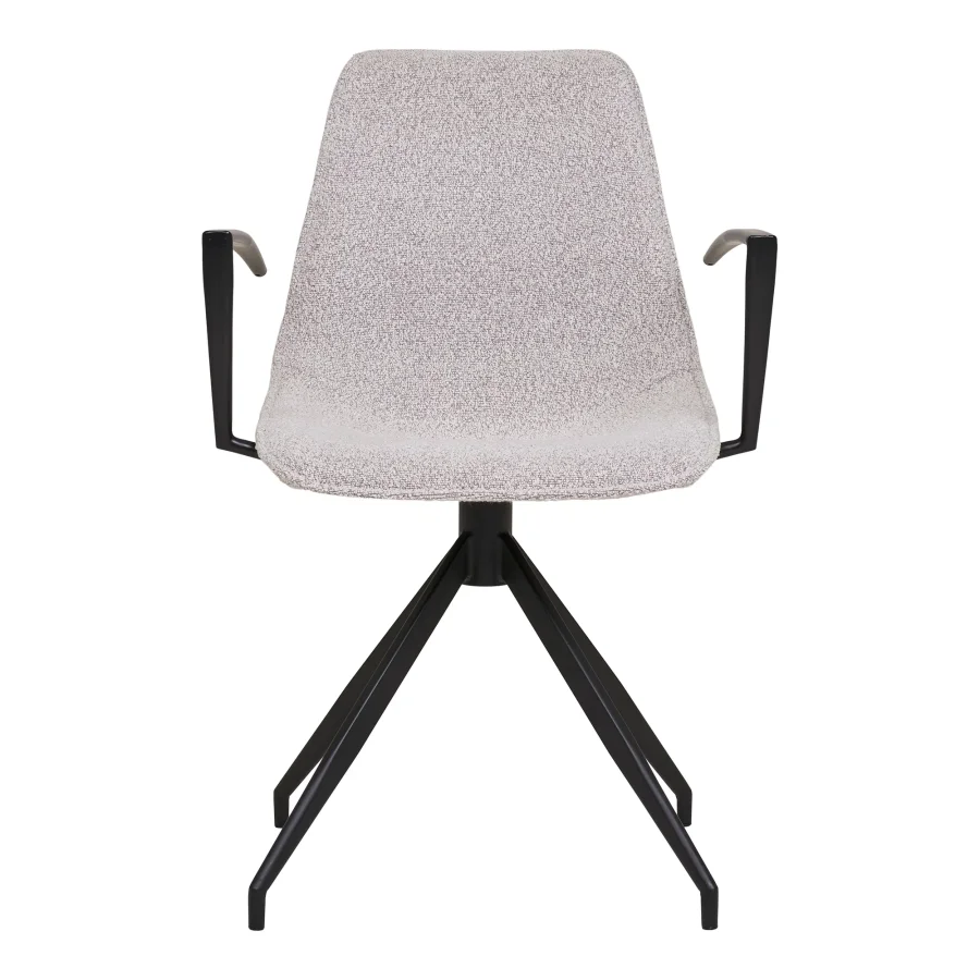 HOUSE NORDIC Monaco spisestol - Spisestol, svingbar base, armlener, boucl, sand med svarte ben, HN1267