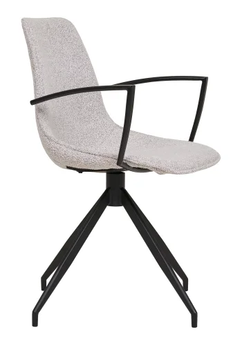 HOUSE NORDIC Monaco spisestol - Spisestol, svingbar base, armlener, boucl, sand med svarte ben, HN1267