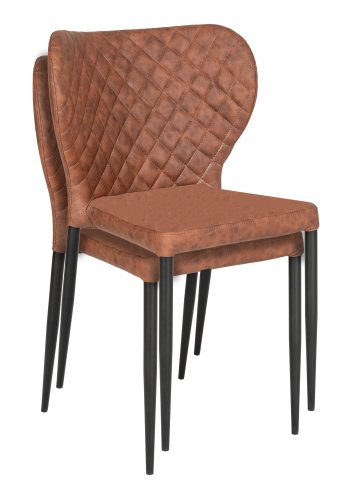 HOUSE NORDIC Pisa Esszimmerstuhl, stapelbar – Vintage-braunes PU und Stahl