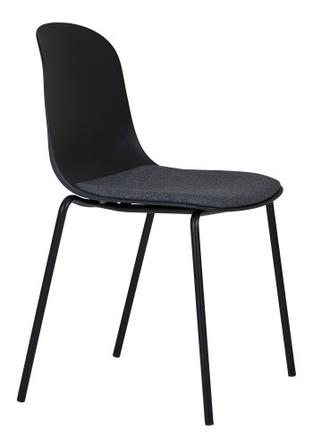 HOUSE NORDIC Madalena spisestuestol - svart plast/polyesterstoff/stl