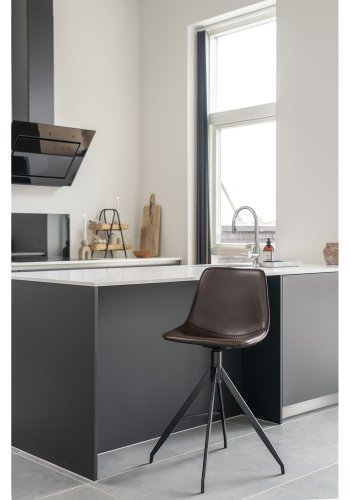 HOUSE NORDIC Monaco barstol - Barstol, PU-skinn, brun, svarte ben, HN1227