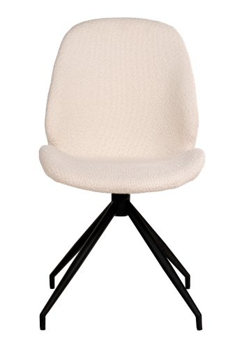 HOUSE NORDIC Monte Carlo spisebordstol, m. dreibar sokkel - hvitt boucléstoff og sort metall