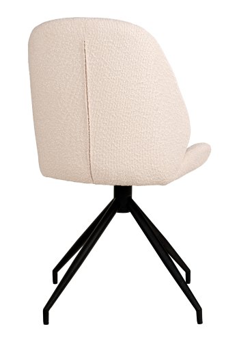 HOUSE NORDIC Monte Carlo spisebordstol, m. dreibar sokkel - hvitt boucléstoff og sort metall