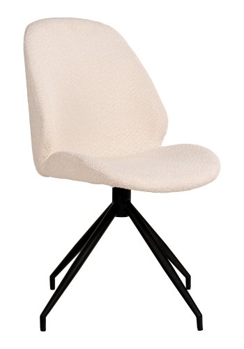 HOUSE NORDIC Monte Carlo spisebordstol, m. dreibar sokkel - hvitt boucléstoff og sort metall