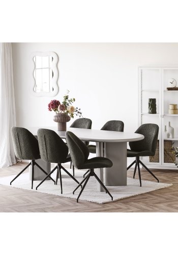 HOUSE NORDIC Monte Carlo spisestol - Spisestol med svingbar base, boucl, grnn, svarte ben, HN1241