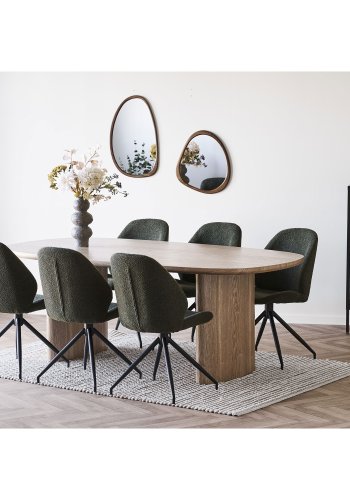 HOUSE NORDIC Monte Carlo spisestol - Spisestol med svingbar base, boucl, grnn, svarte ben, HN1241