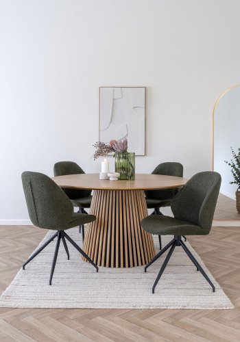 HOUSE NORDIC Monte Carlo spisestol - Spisestol med svingbar base, boucl, grnn, svarte ben, HN1241