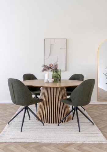 HOUSE NORDIC Monte Carlo spisestol - Spisestol med svingbar base, boucl, grnn, svarte ben, HN1241