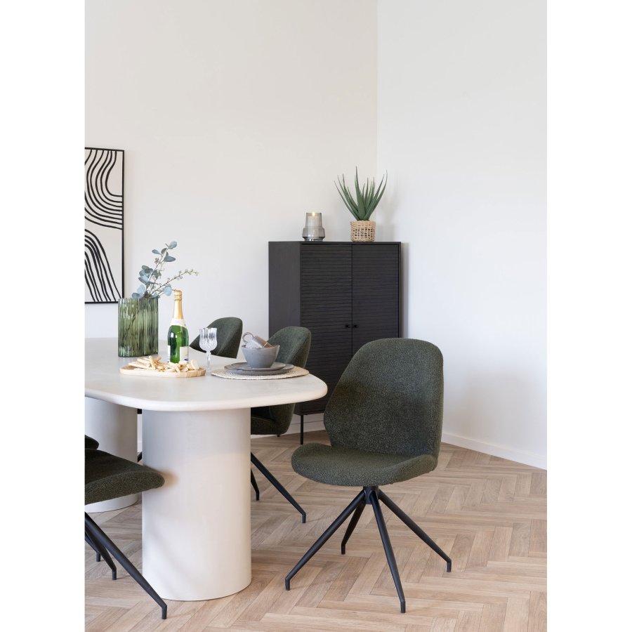 HOUSE NORDIC Monte Carlo spisestol - Spisestol med svingbar base, boucl, grnn, svarte ben, HN1241
