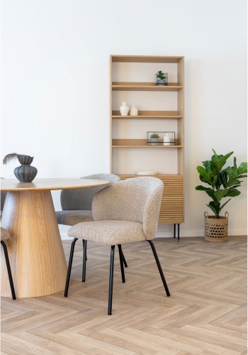 HOUSE NORDIC Safira spisestuestol - beige bouclé polyesterstoff og svart stl