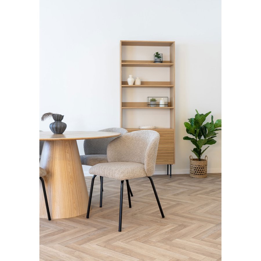 HOUSE NORDIC Safira spisestuestol - beige bouclé polyesterstoff og svart stl