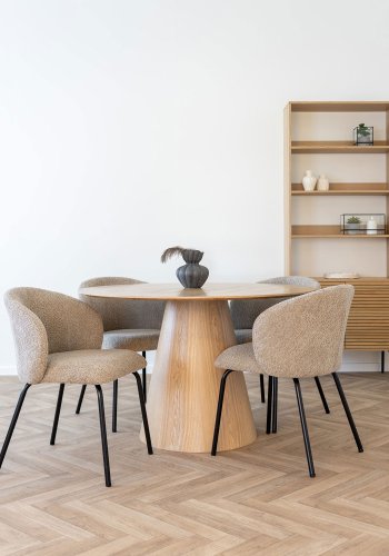 HOUSE NORDIC Safira spisestuestol - beige bouclé polyesterstoff og svart stl